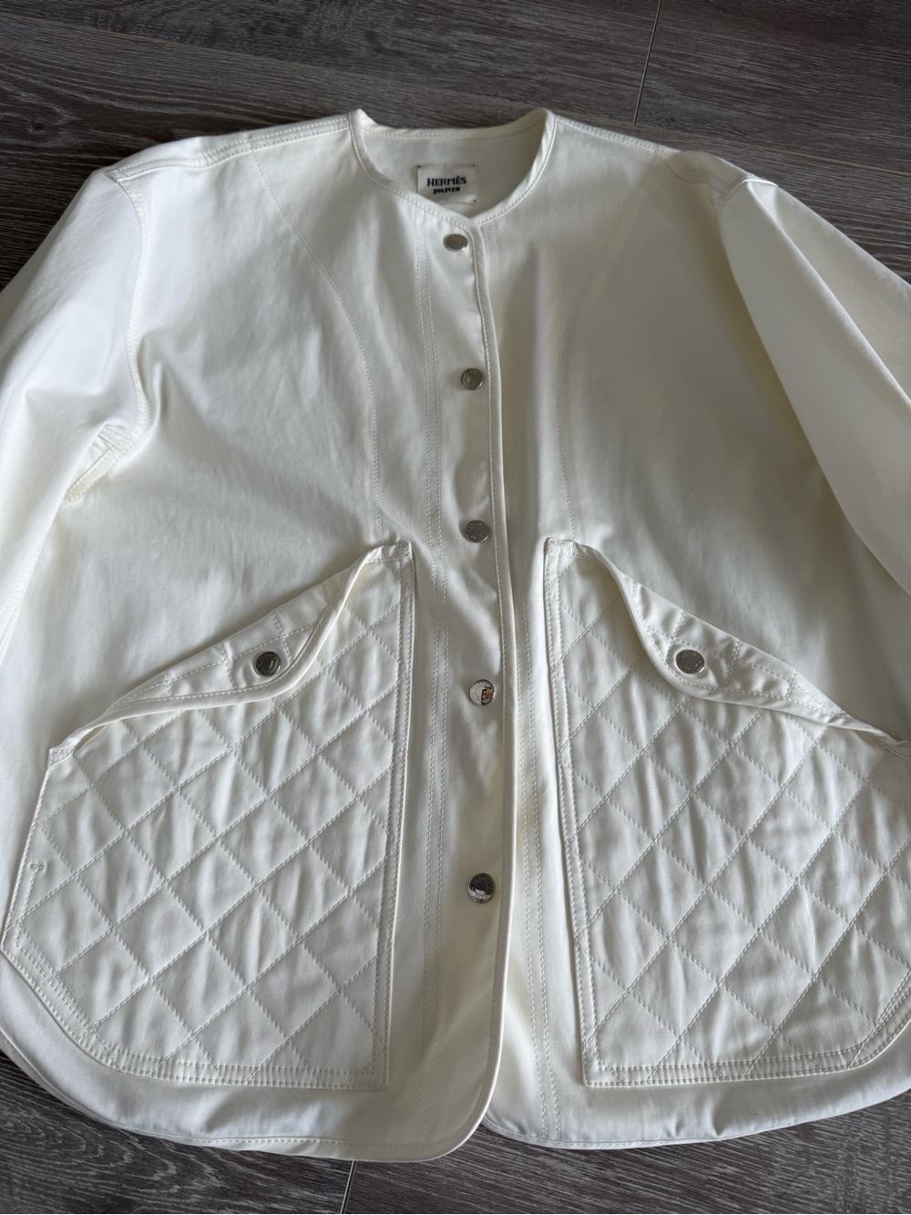 Quilt-Pocket White Women's Jacket - Picture 2 of 8